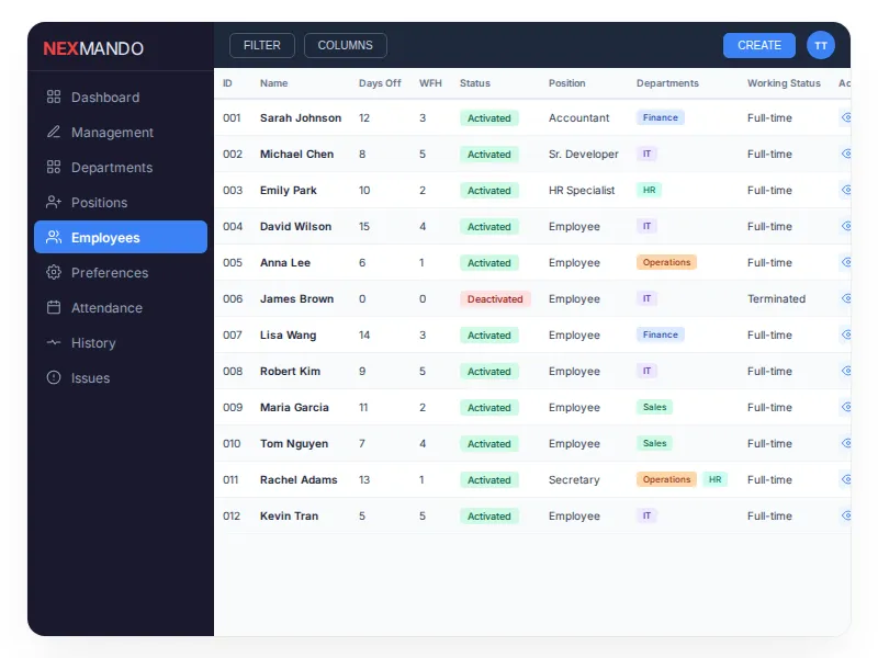 Employee Portal Interface